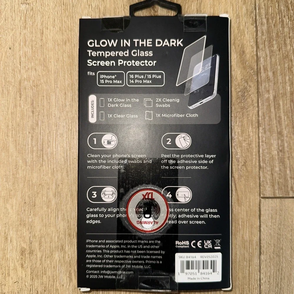 Primo Glow In The Dark Screen Protector Tempered Glass 2 Pack iPhone 15 Pro‎ Max